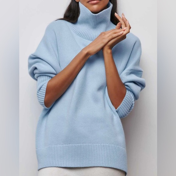 NWT - Commense - Cloudless Sky Turtleneck Oversized Sweater - Blue / L - Picture 3 of 6